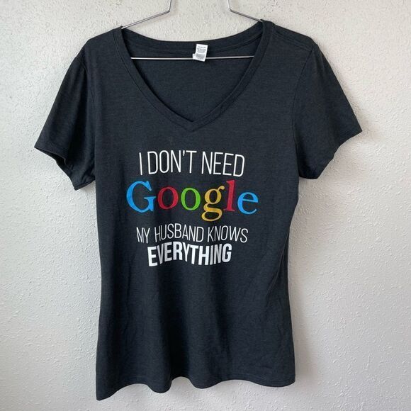 District My Husband Knows Everything T-Shirt Size L EUC - Picture 1 of 3